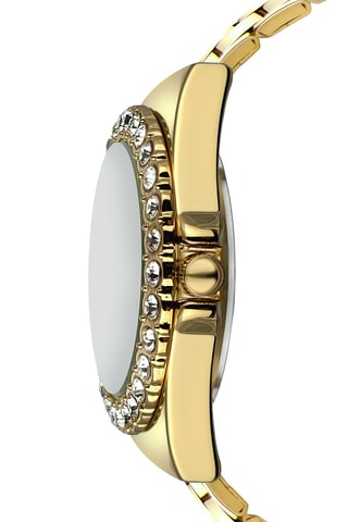 Orologio al quarzo in acciaio e zirconi Kensington - Dorato