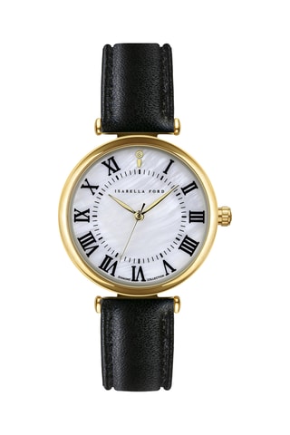 Orologio al quarzo in pelle Elodine - Nero e dorato