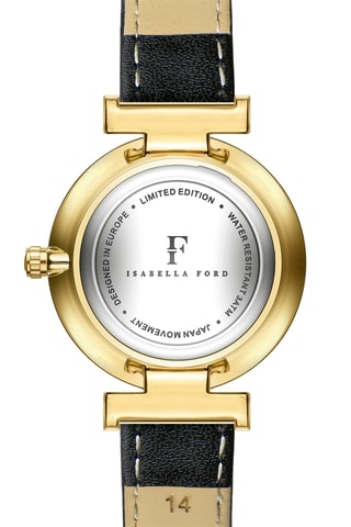 Orologio al quarzo in pelle Elodine - Nero e dorato