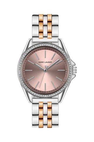 Orologio al quarzo in acciaio St - Dorato rosa e argentato 