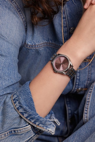 Orologio al quarzo in acciaio St - Dorato rosa e argentato 