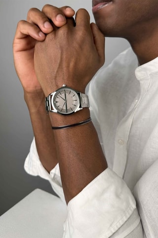 Cofanetto orologio al quarzo e bracciale bangle in acciaio