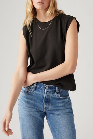 T-shirt senza maniche Boxy - Nero