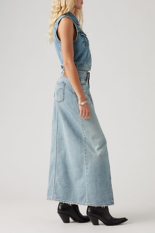 Gonna lunga in jeans a vita alta - Blu