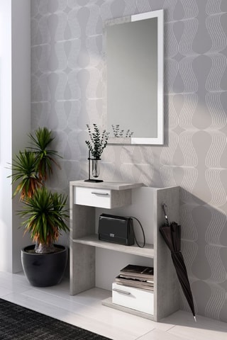 Meuble d'entrée Kiara 2 tiroirs - Gris et blanc