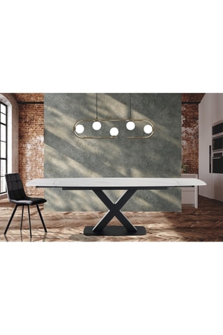 Table extensible Alexa - Imitation marbré blanc et noir