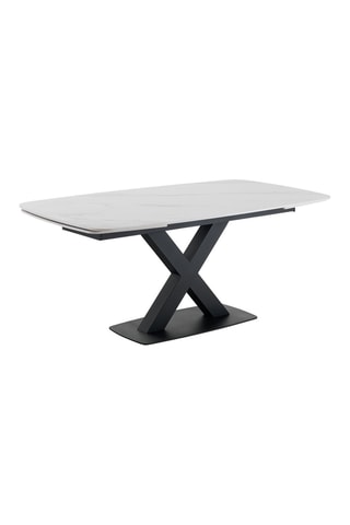 Table extensible Alexa - Imitation marbré blanc et noir