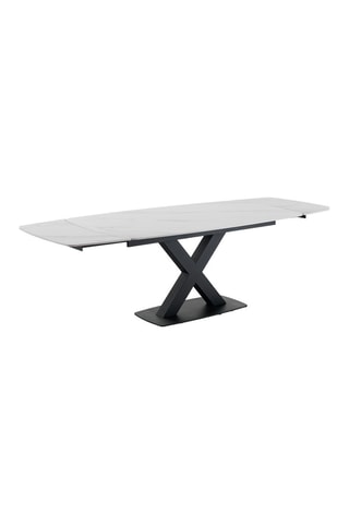 Table extensible Alexa - Imitation marbré blanc et noir