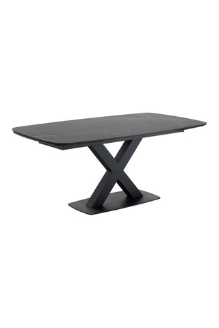 Table extensible Alexa - Imitation marbré noir et noir