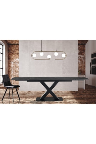 Table extensible Alexa - Imitation marbré noir et noir