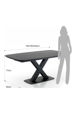 Table extensible Alexa - Imitation marbré noir et noir