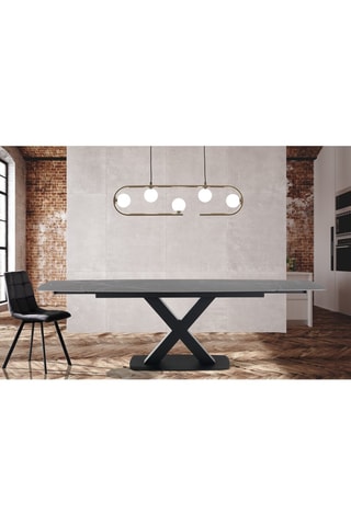 Table extensible Alexa - Imitation marbre gris et noir