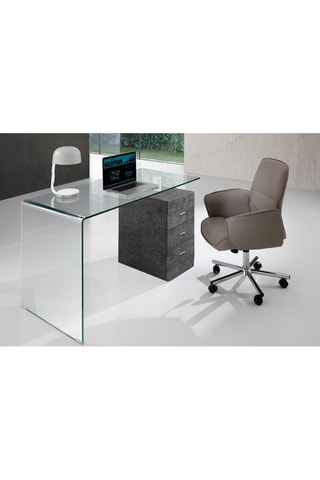 Bureau Bow Cement - Gris et transparent