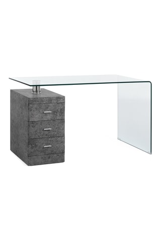 Bureau Bow Cement - Gris et transparent