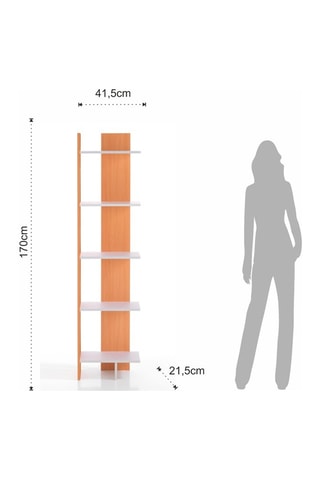 Bibliothèque Tower-a - Imitation bois et blanc