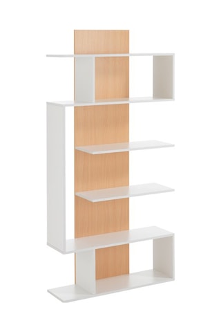 Bibliothèque Tower-b - Imitation bois et blanc