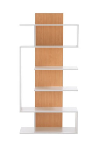Bibliothèque Tower-b - Imitation bois et blanc