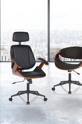 Chaise de bureau Visby - Naturel et noir