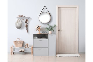 Étagère murale Portemanteau Genna - Blanc et naturel
