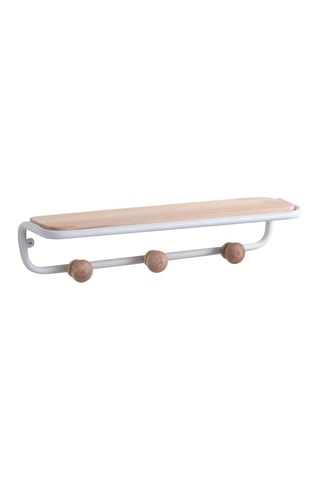 Étagère murale Portemanteau Genna - Blanc et naturel