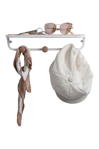 Étagère murale Portemanteau Genna - Blanc et naturel