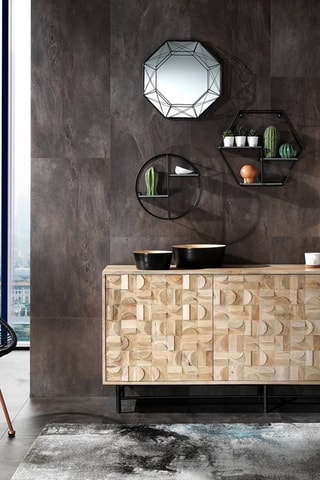 Buffet 3 portes Amon - Naturel et noir