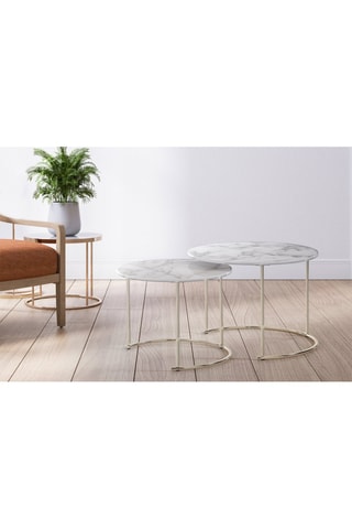 Set de 2 tables basses Thin-R Marble - Doré et blanc