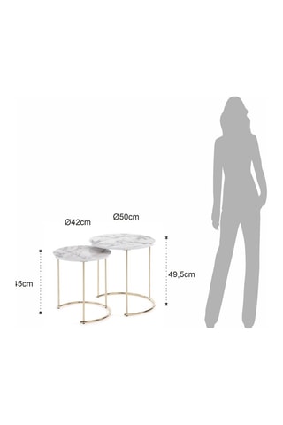 Set de 2 tables basses Thin-R Marble - Doré et blanc