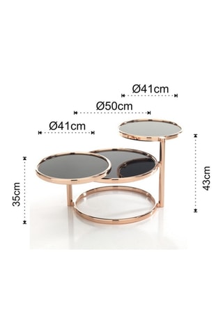 Table Tree Rings - Noir et doré rose