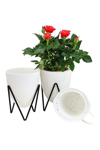 Jardinière auto irriguante Poppy - Blanc et noir