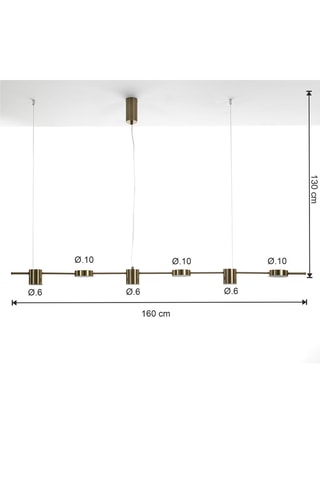 Suspension LED Domino - Doré - 5 x 42 W - Classe B