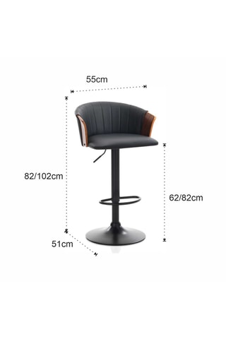 Tabouret de bar Bryan - 82/102 x 55 x 51 cm