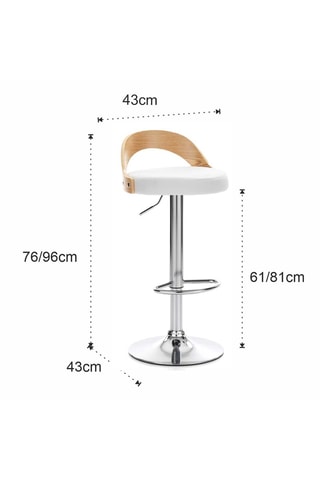 2 tabourets de bar Ruben - 76/96 x 43 x 43 cm