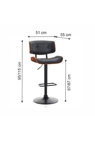 Tabouret de bar Uppsala - 95/115 x 51 x 55 cm