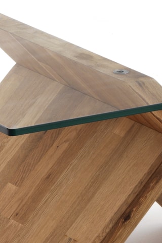 Table basse en verre et bois massif Ole - 120 x 42 x 70 cm