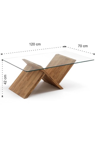 Table basse en verre et bois massif Ole - 120 x 42 x 70 cm