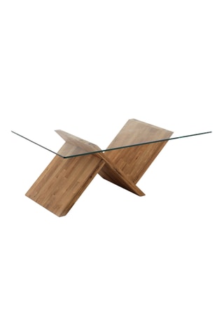 Table basse en verre et bois massif Ole - 120 x 42 x 70 cm