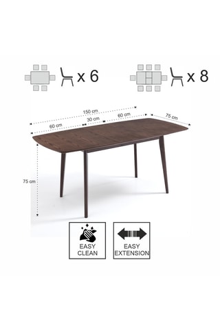 Table à manger extensible en bois massif Still - 120/150 x 75 x 75 cm