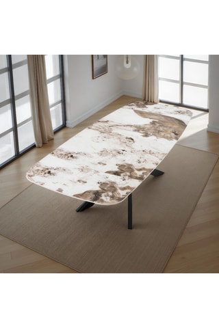 Table à manger extensible en céramique Gemy - 120/180 x 75,5 x 80 cm