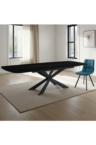 Table à manger extensible en céramique Gemy - 120/180 x 75,5 x 80 cm