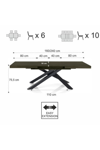 Table à manger extensible Helt - 160/240 x 90 x 75,5 cm