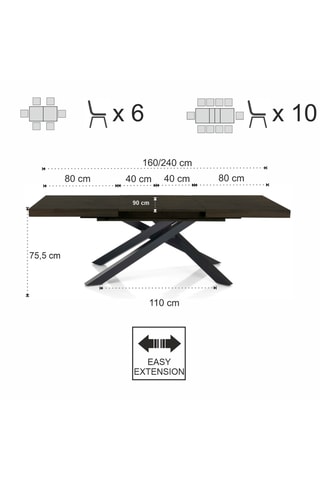 Table à manger extensible Helt - 160/240 x 90 x 75,5 cm