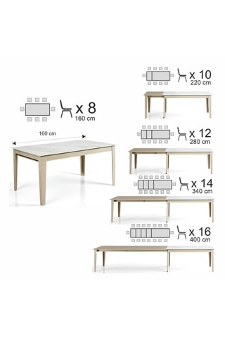 Table à manger extensible en céramique Great - 160/400 x 90 cm