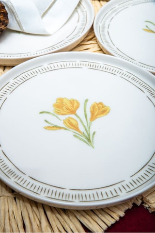 6 assiettes à dessert en porcelaine - 21 cm