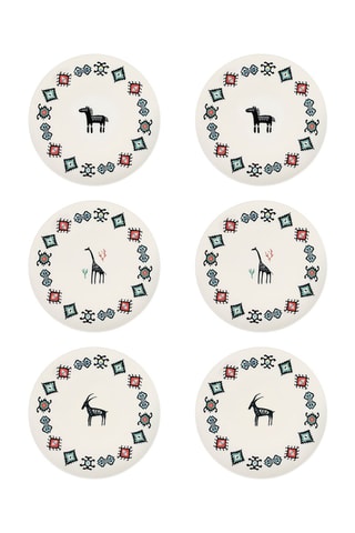 6 assiettes à dessert en porcelaine - 20 cm