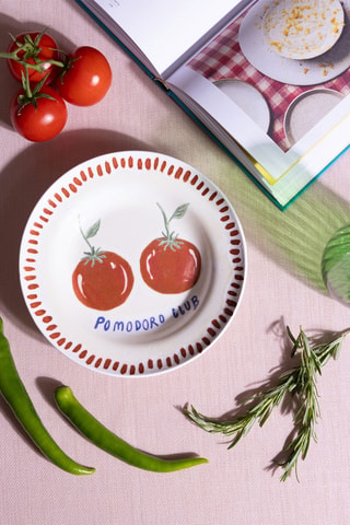 2 assiettes plates en céramique - 22 cm