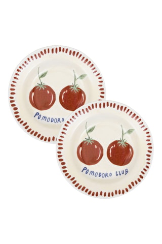 2 assiettes plates en céramique - 22 cm