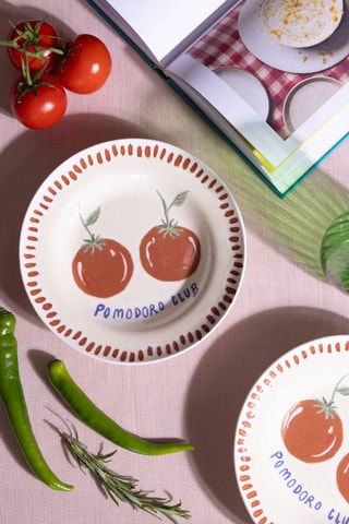 2 assiettes plates en céramique - 22 cm
