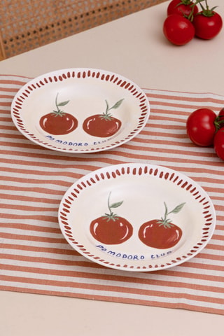 2 assiettes plates en céramique - 22 cm
