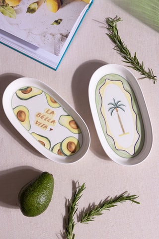 2 plats de service en céramique - 29 x 15 x 1 cm